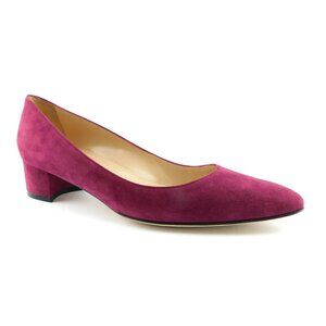 MANOLO BLAHNIK Cranberry Suede Leather Block Heel Pumps 38